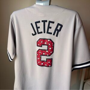 Majestic Derek Jeter NY Yankees Stars and Stripes Jersey Large | Patriotic MLB